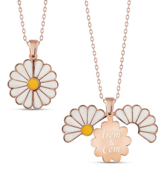 925 Ayar Gümüş Kapaklı Papatya Kolye