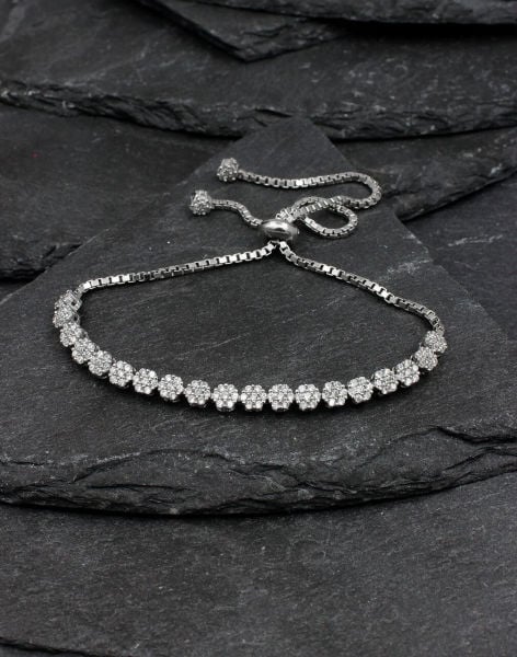 925 Ayar Gümüş Pırlanta Tasarımı Asansörlü Bileklik