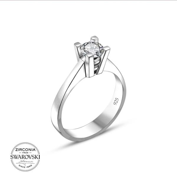 Swarovski Pırlanta Montörü Tek Taş Gümüş Yüzük