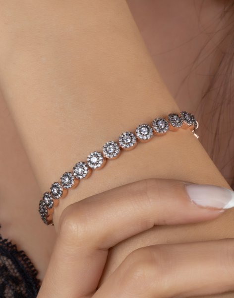 Elmas Modeli Gümüş Asansörlü Bileklik