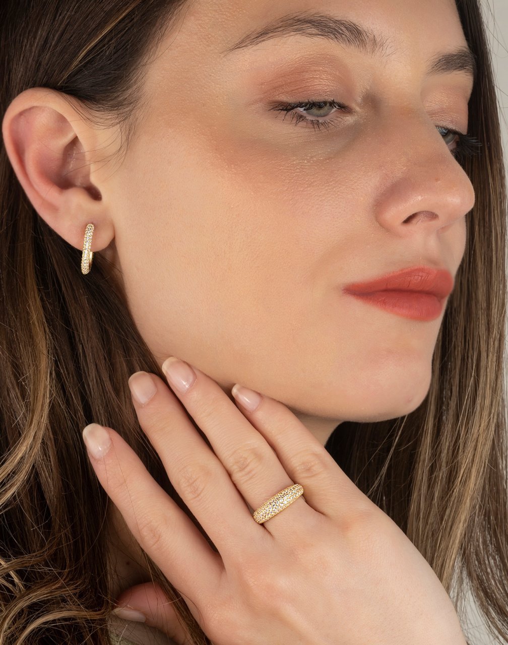 925 Ayar Gümüş Tam Tur Modeli Yüzük ve Küpe Kombin