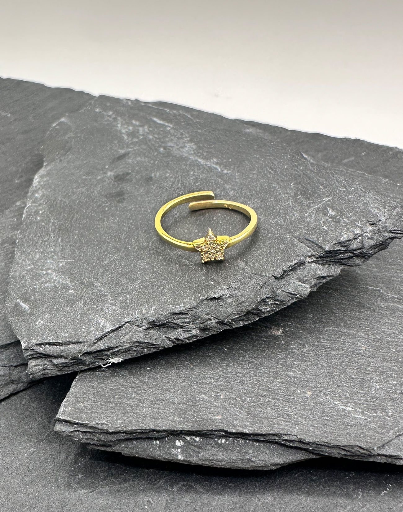 Yıldızlı Ayarlanabilir  Gümüş Yüzük