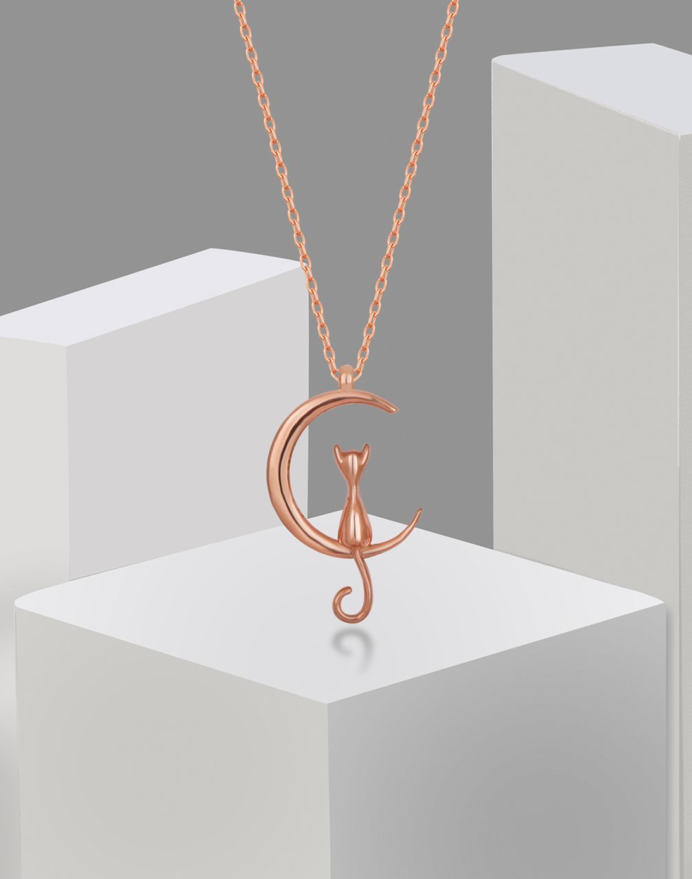 925 Ayar Moon Cat Gümüş Kolye