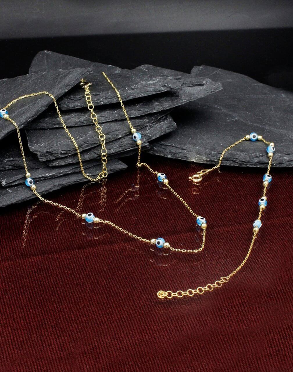 Gümüş Cam Gözlü Kolye Bileklik Set