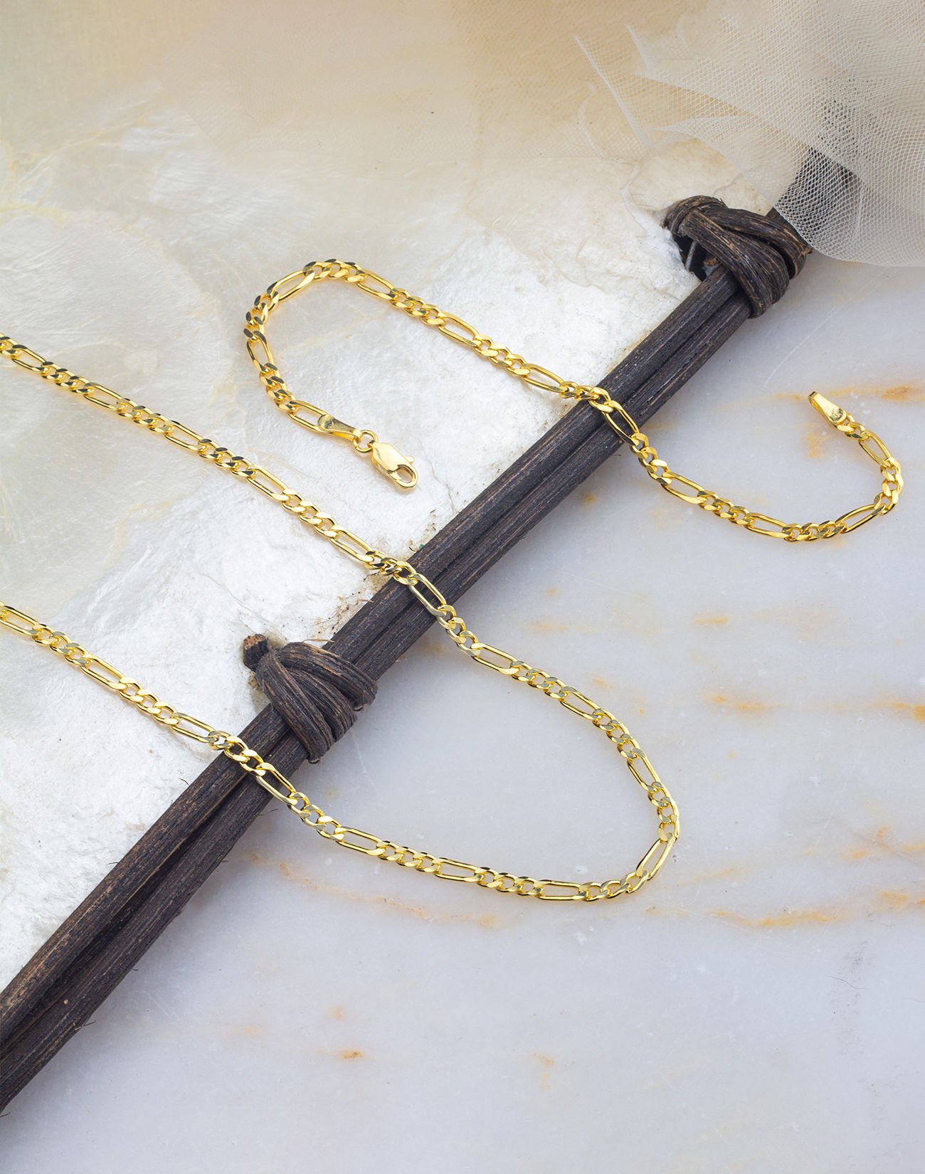 925 Ayar Figaro Zincir Gümüş Kolye ve Bileklik Kombin