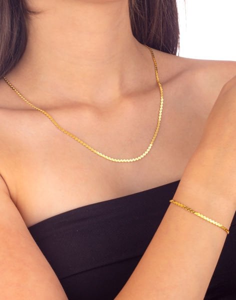 925 Ayar Zarif Halat Modeli Gümüş Zincir Kolye ve Bileklik Kombin