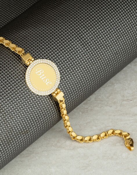 Pullu Zincirli Çift Sıra Gümüş İsimli Bileklik