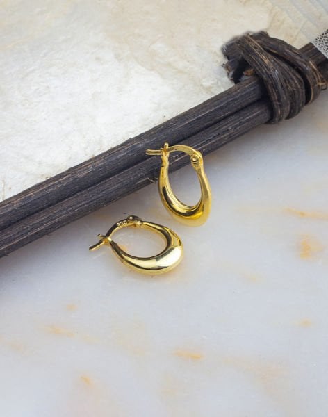 925 Ayar Oval Halka Gümüş Küpe