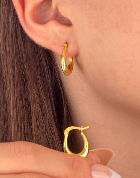 925 Ayar Oval Halka Gümüş Küpe