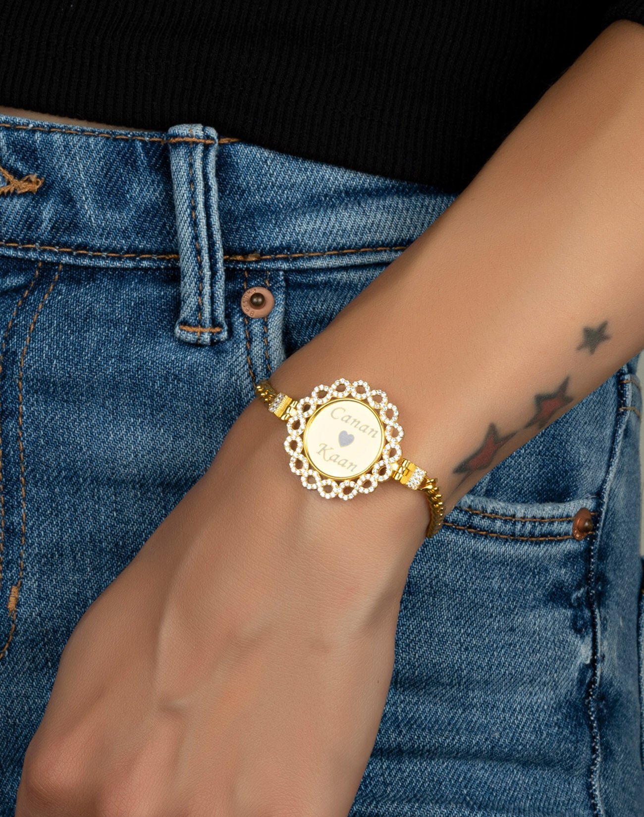 Gurmet Zincirli Sonsuzluk Çerçeve İsimli Bileklik