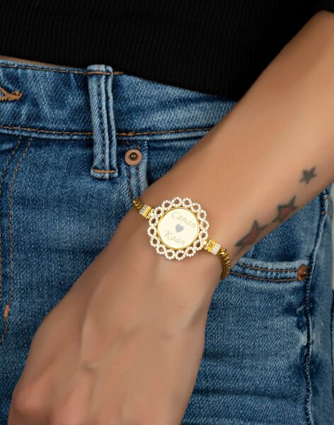 Gurmet Zincirli Sonsuzluk Çerçeve İsimli Bileklik