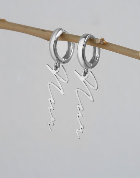 Özel Tasarım İmza Küpe Rodyum Kaplama