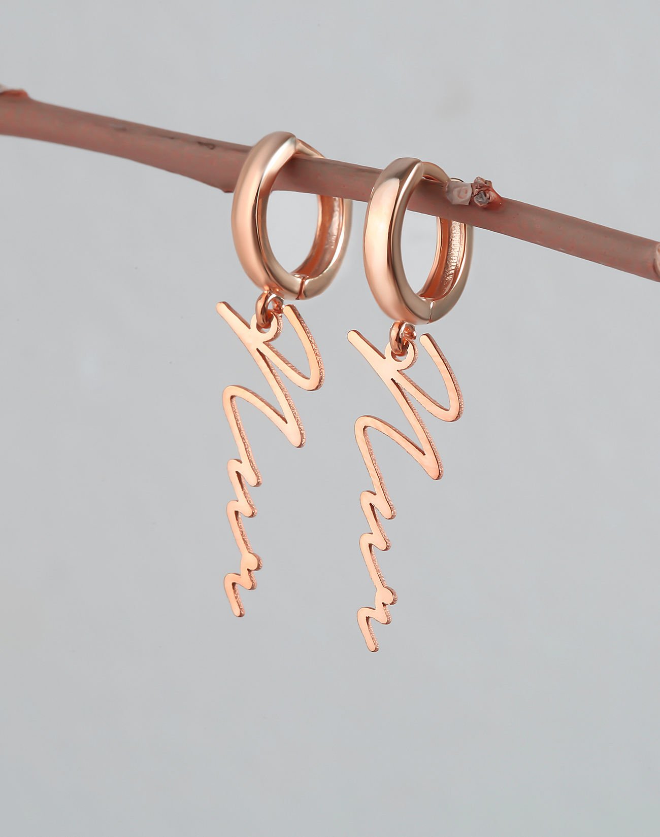 Özel Tasarım İmza Küpe Rose Kaplama