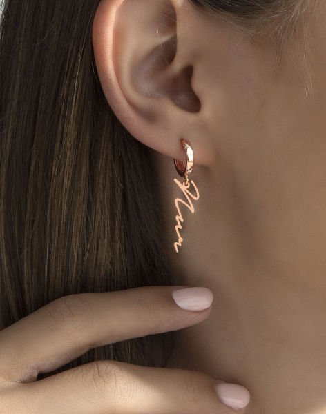 Özel Tasarım İmza Küpe Rose Kaplama