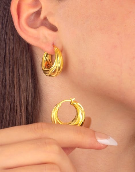 925 Ayar Gümüş Bombeli Halka Küpe