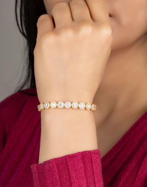 Asansörlü Gümüş Bileklik 14 Ayar Altın Kaplama