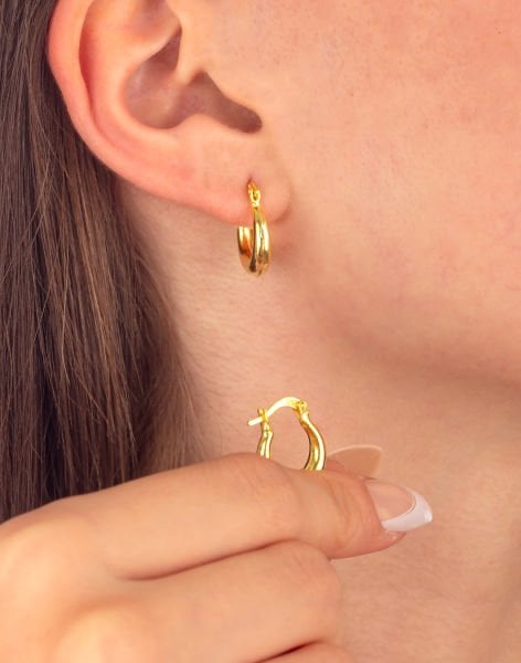 925 Ayar Bombeli Halka Gümüş Küpe