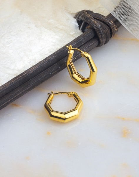 925 Ayar Altıgen Model Gümüş Küpe