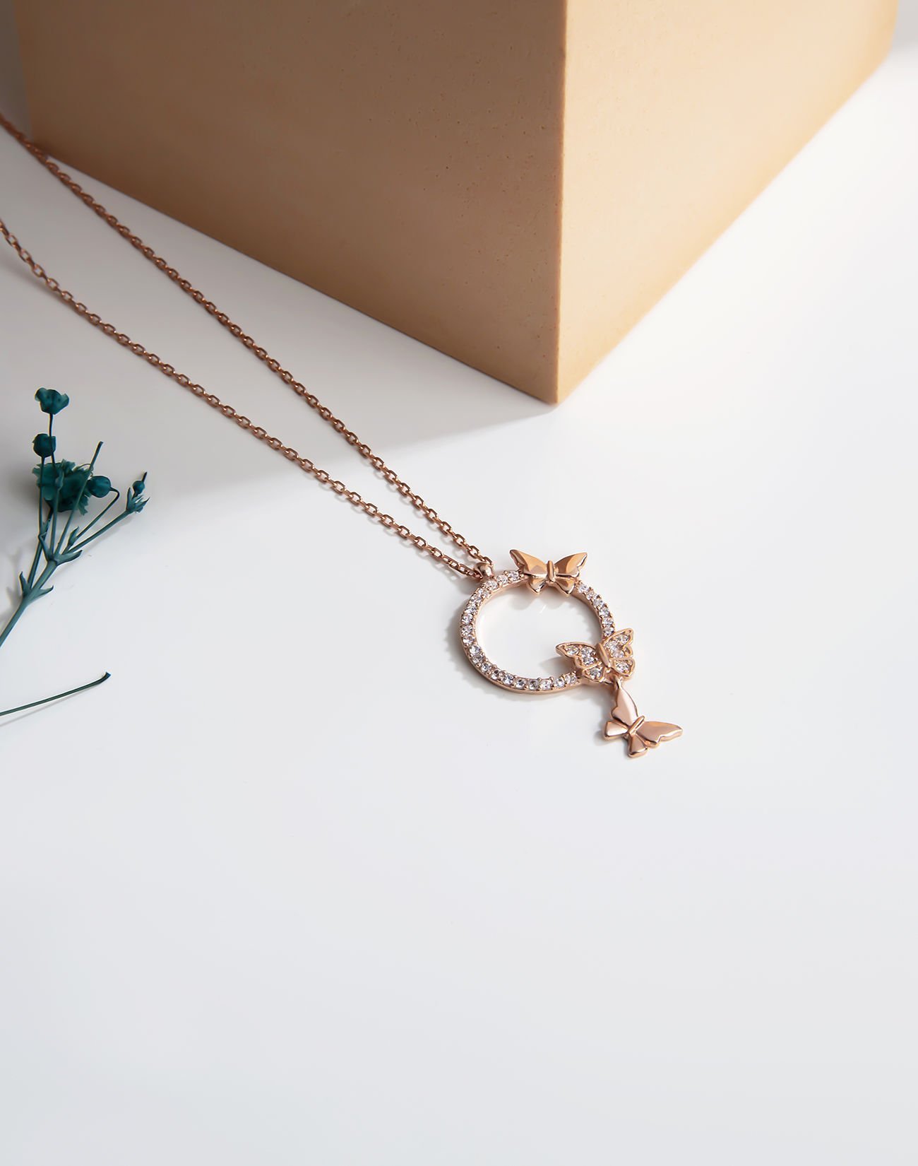 Özel Tasarım Aşk Kelebekleri Gümüş Kolye