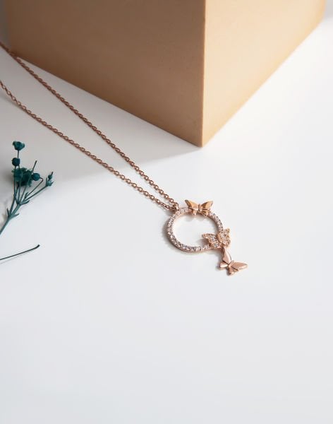 Özel Tasarım Aşk Kelebekleri Gümüş Kolye