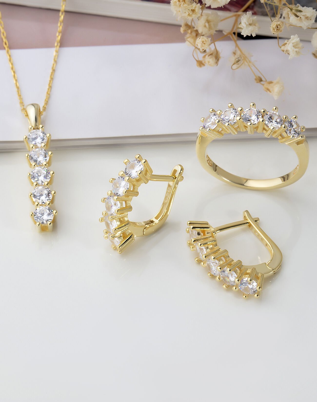 Beş Taş  Gümüş Takı Seti