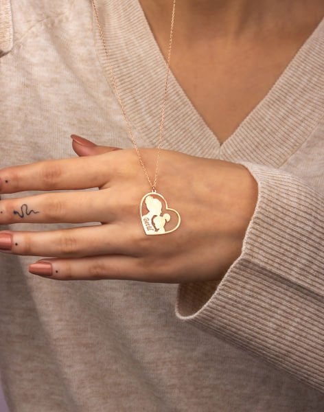 925 Ayar Gümüş Anne ve Kızı İsimli Kolye