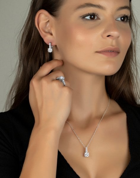 925 Ayar Gümüş Süzme Taş Takı Seti