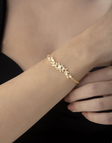 Özel Tasarım Beyaz Opal Taşlı Gümüş Bileklik