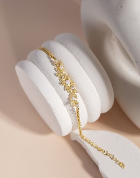 Özel Tasarım Beyaz Opal Taşlı Gümüş Bileklik