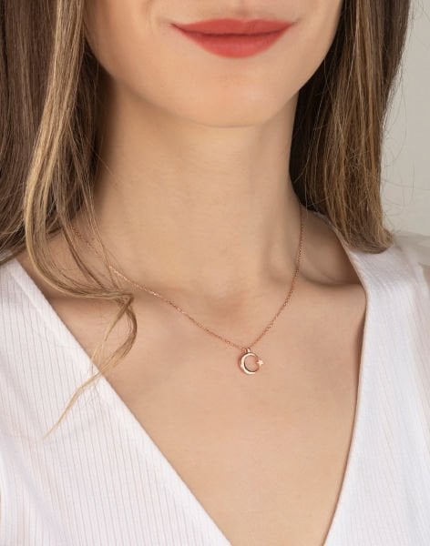 Ay Yıldız Gümüş Kolye