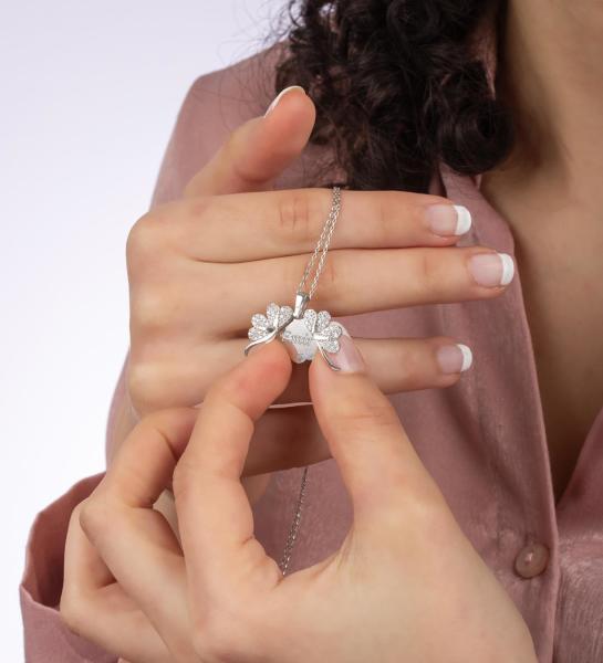 Kişiye Özel Gümüş Açılır Yonca Kolye