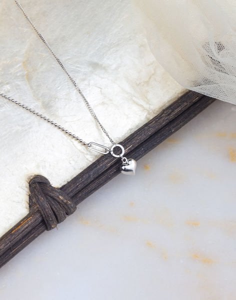 925 Ayar Gümüş Gurmet - Top Zincirli Bubble Love Kolye