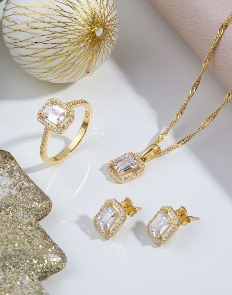 Singapur Zincirli Baget Taşlı Gümüş Takı Seti