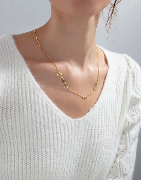 İki İsimli Sonsuzluk İmza Gümüş Singapur Kolye