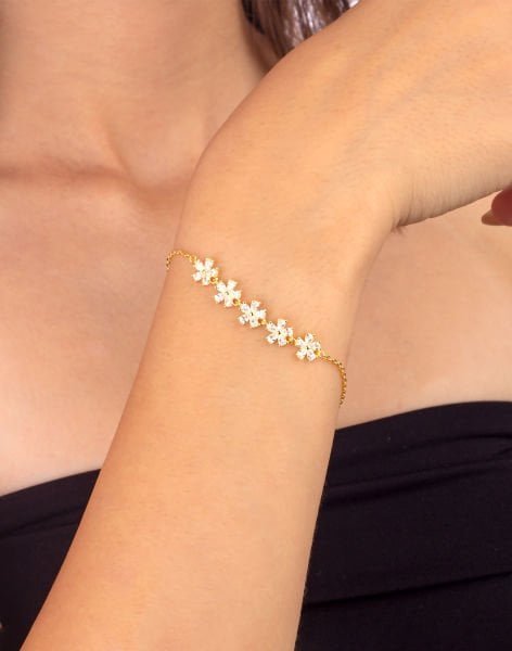 925 Ayar Gümüş Zirkon Taşlı Flower Bileklik