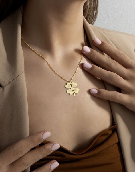 Özel Tasarım Yonca Gümüş Kolye