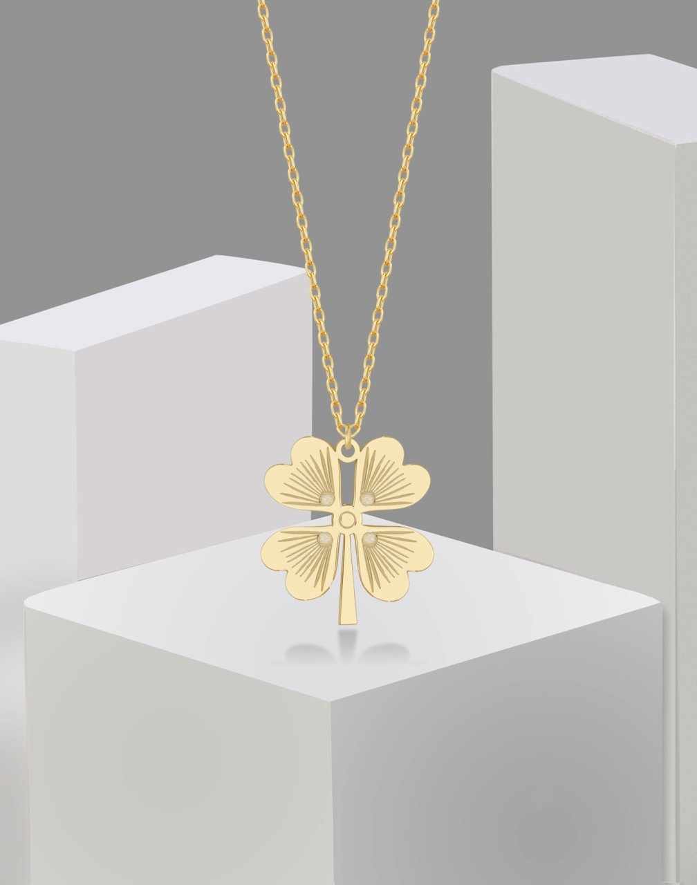 Özel Tasarım Yonca Gümüş Kolye