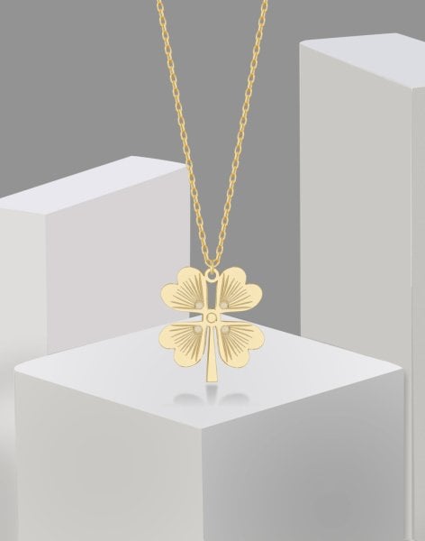 Özel Tasarım Yonca Gümüş Kolye