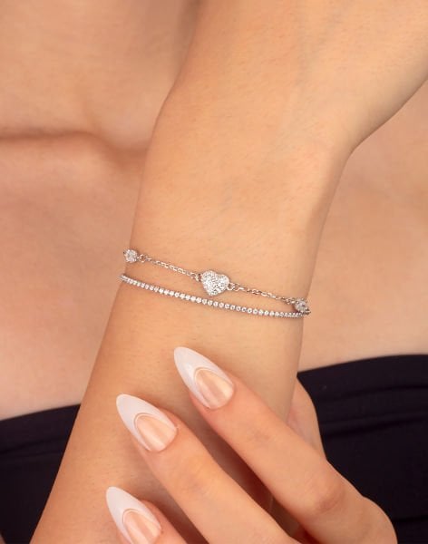 925 Ayar Kalp Detaylı Su Yolu Gümüş Bileklik