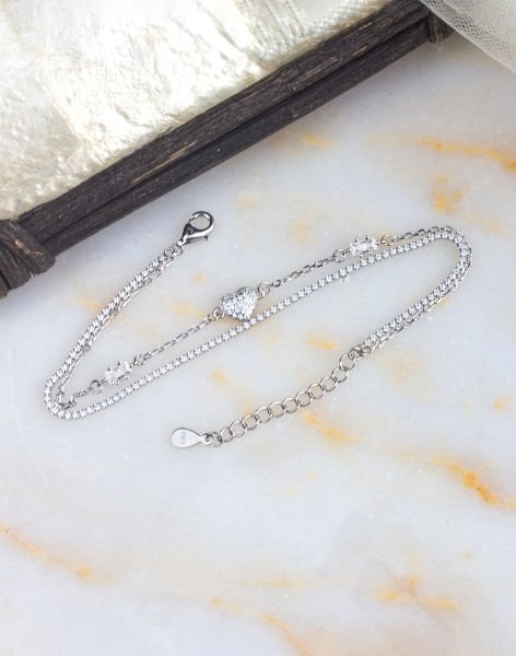 925 Ayar Kalp Detaylı Su Yolu Gümüş Bileklik