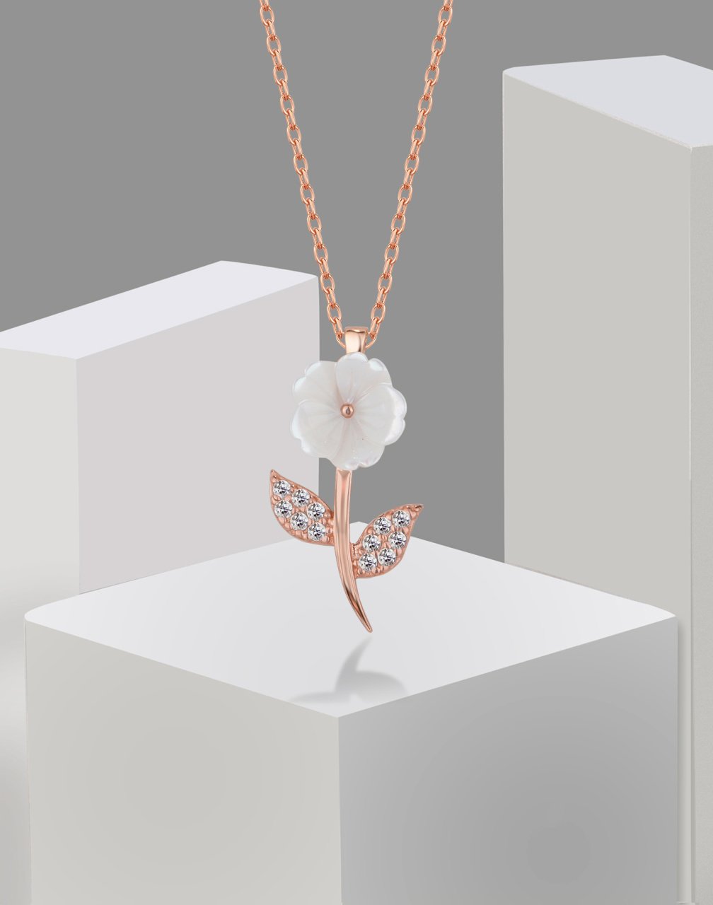 Sedef Taşlı Masumiyet Çiçeği Gümüş Kolye