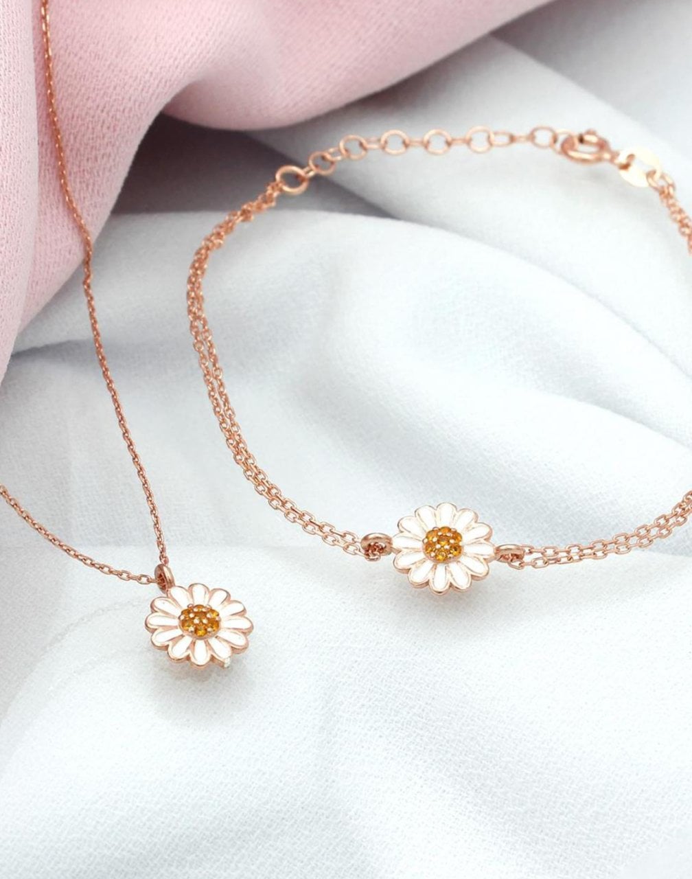 Gümüş Papatya Bileklik Kolye Kombin