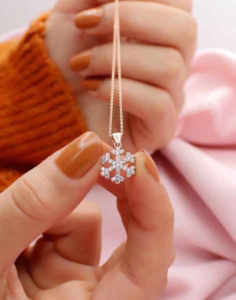 925 Ayar Gümüş Kar Tanesi Kolye