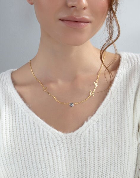 İki İsim Nazar İmza Gümüş Kolye