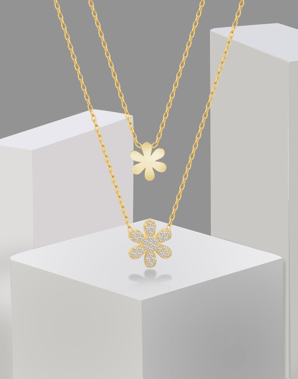 925 Ayar Gümüş Papatyalar Kolye