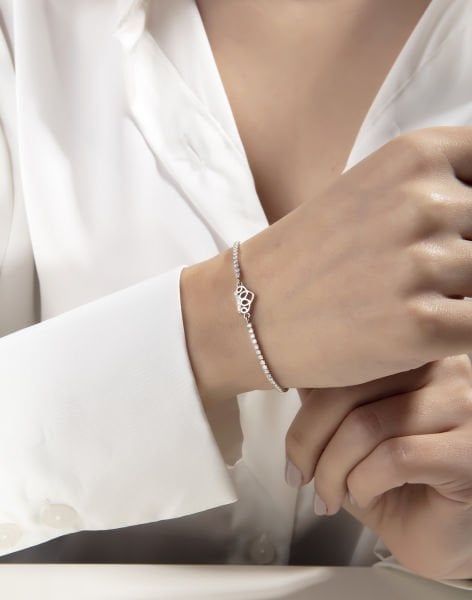 Su Yolu Tasarımı Gümüş Prenses Tacı Bileklik