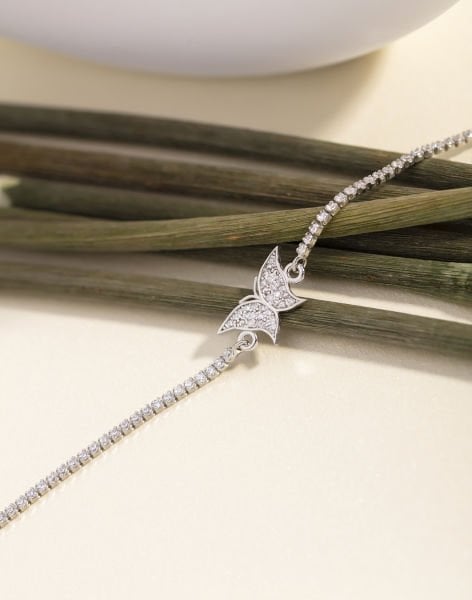 Su Yolu Tasarımı Gümüş Kelebek Bileklik