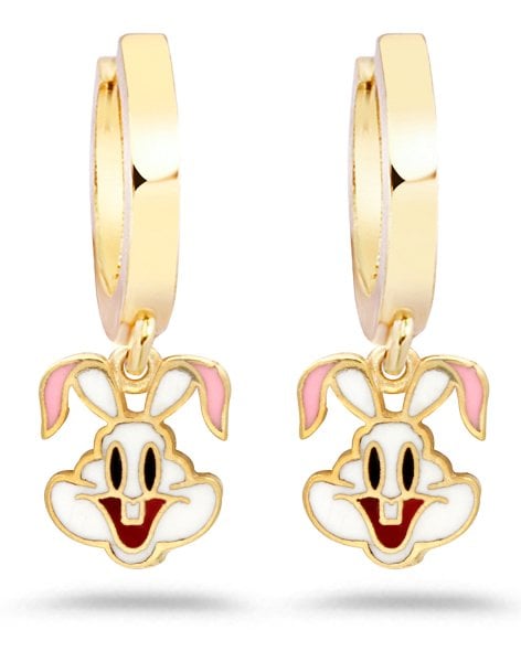 Gümüş Beyaz Mineli Tavşan Çocuk Küpesi