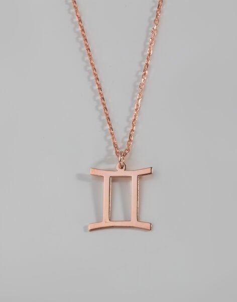 925 Ayar Gümüş Burç Kolye Rose Kaplama