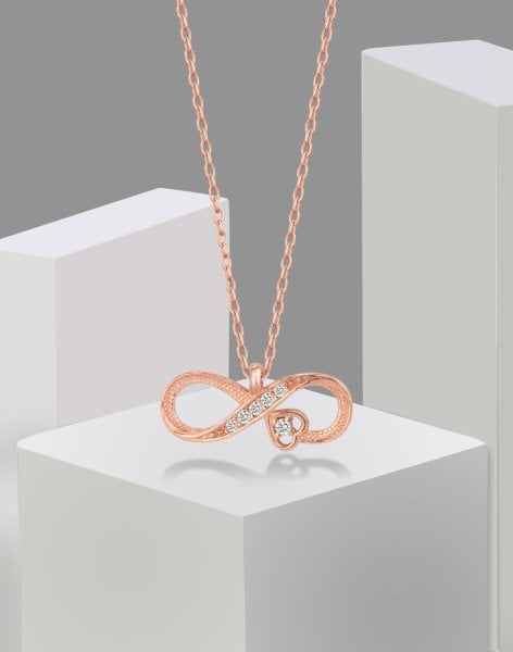 925 Ayar Gümüş Kalpli Sonsuzluk Kolye